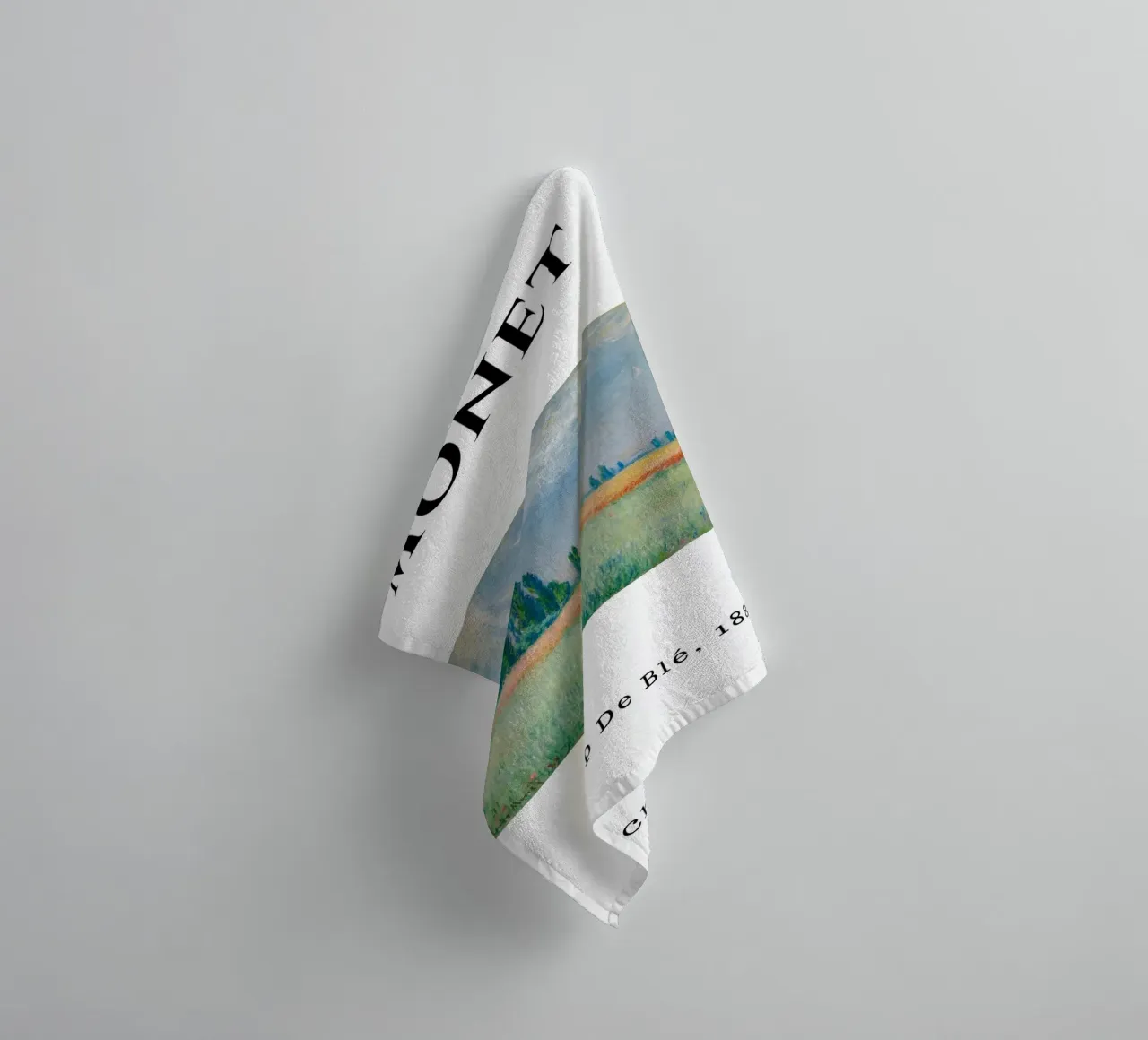 Monet's Wheat Field, 1881 - Serene Impressionist Landscape towel by homdeco