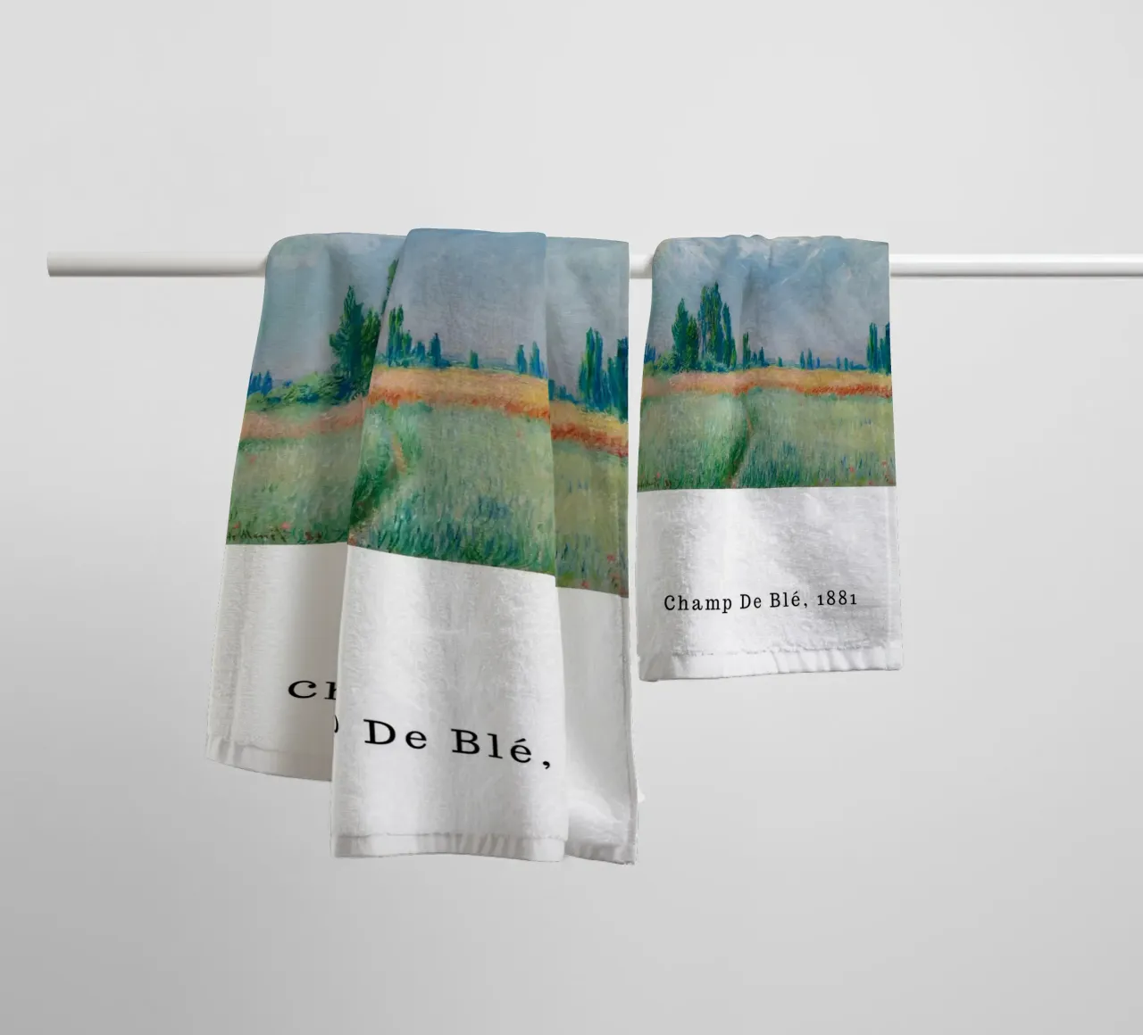 Monet's Wheat Field, 1881 - Serene Impressionist Landscape towel by homdeco
