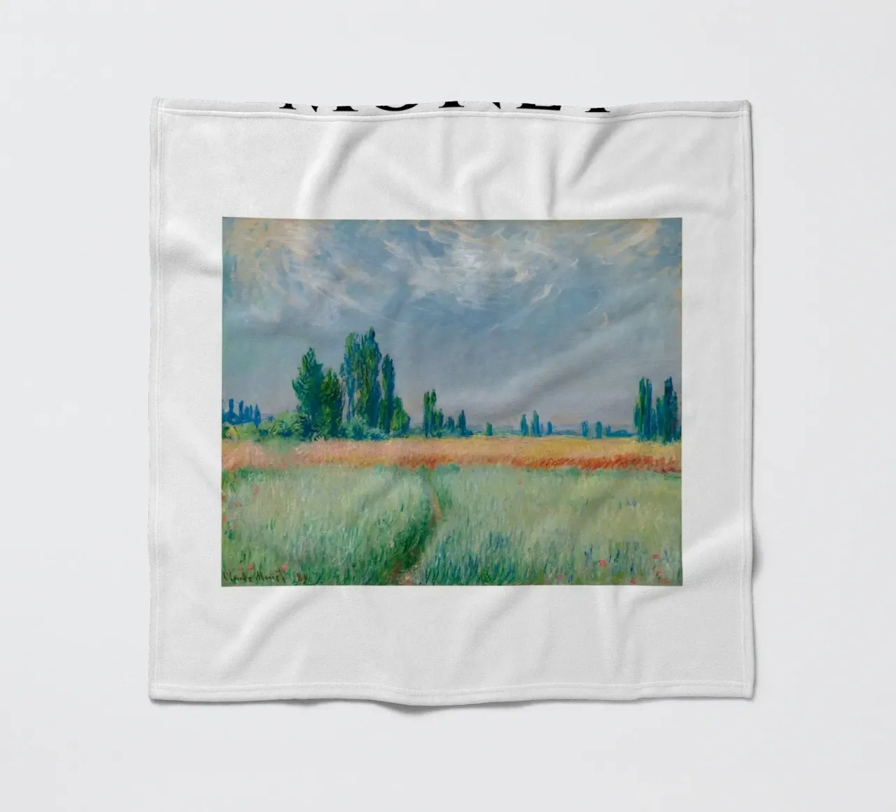 Monet's Wheat Field, 1881 - Serene Impressionist Landscape fleece blanket by homdeco