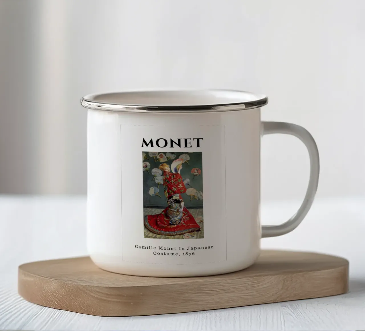 Camille in kimono di Monet, 1876 - Japonisme Impressionist Ar tazza in smalto da homdeco