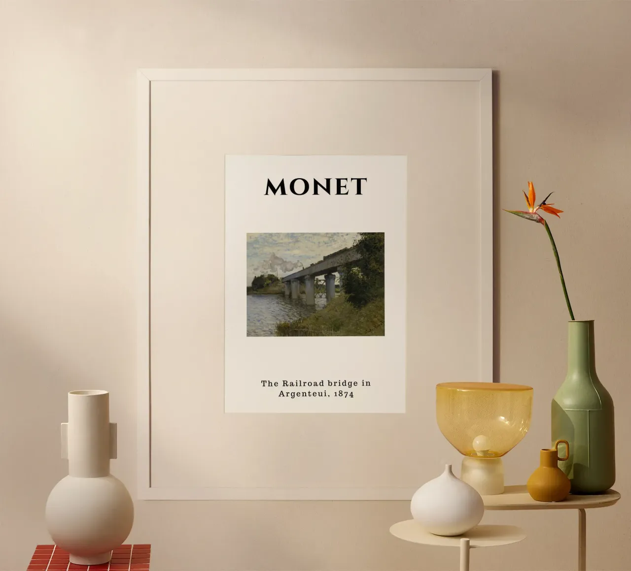Monet's Argenteuil Railroad Bridge, 1874 - Impressionist Lan poster by homdeco