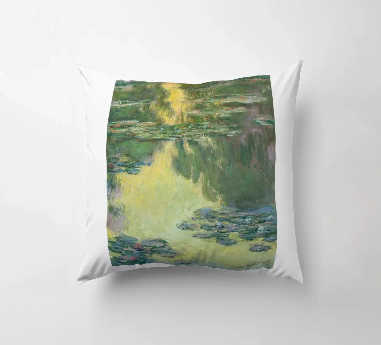 Le ninfee di Monet, 1907 - Riflessi impressionisti dello stagno cuscino da homdeco