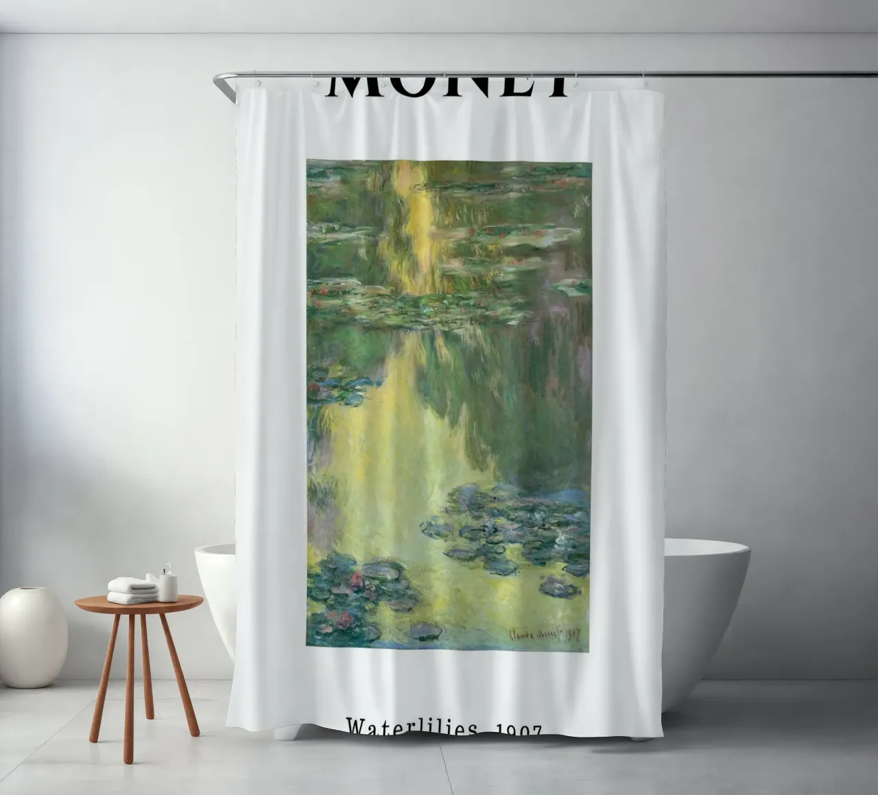 Le ninfee di Monet, 1907 - Riflessi impressionisti dello stagno tenda da doccia da homdeco