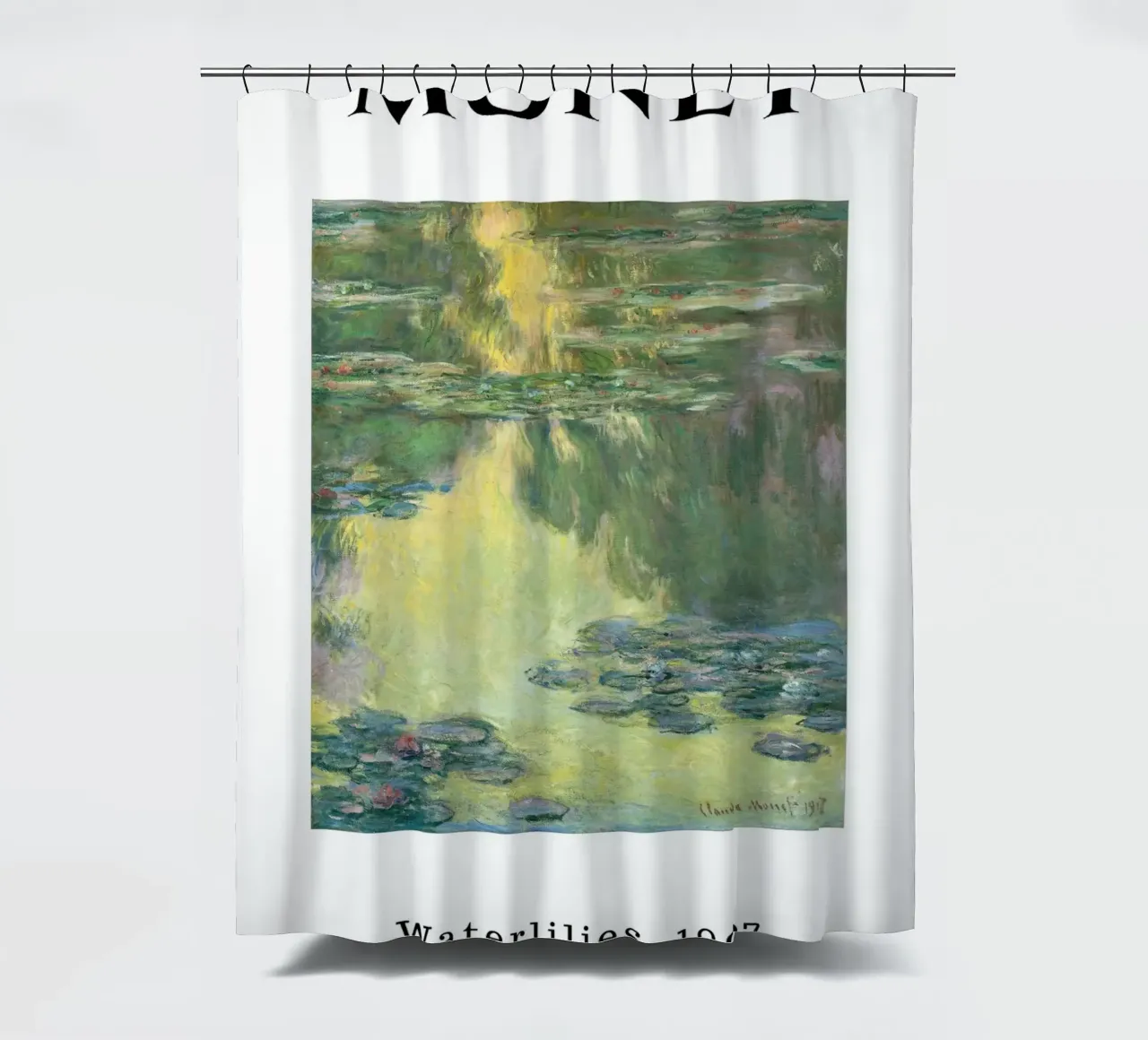 Le ninfee di Monet, 1907 - Riflessi impressionisti dello stagno tenda da doccia da homdeco