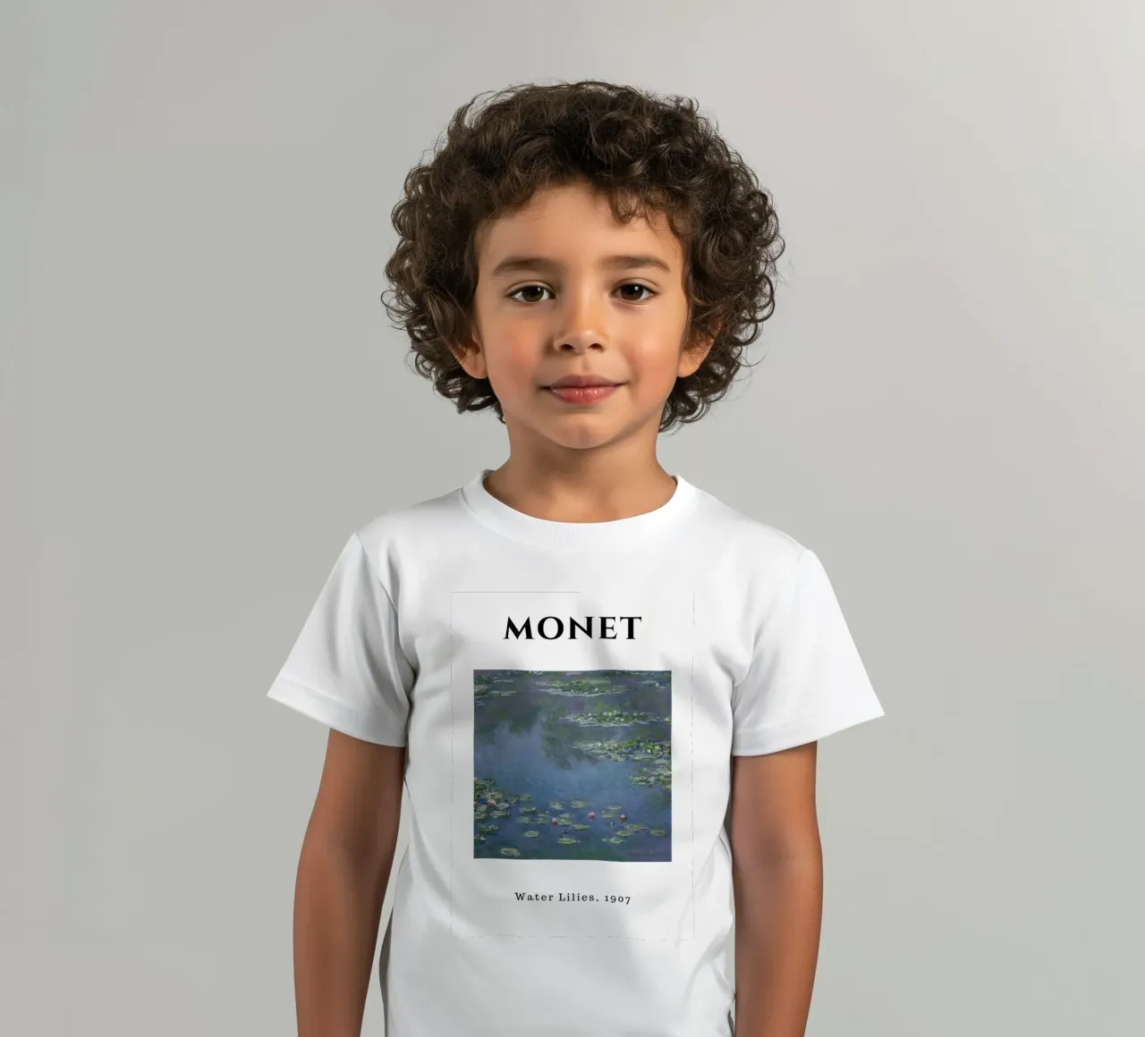 Monet's Water Lilies, 1907 - Blue Serenity Impressionist Pon kids t-shirt by homdeco