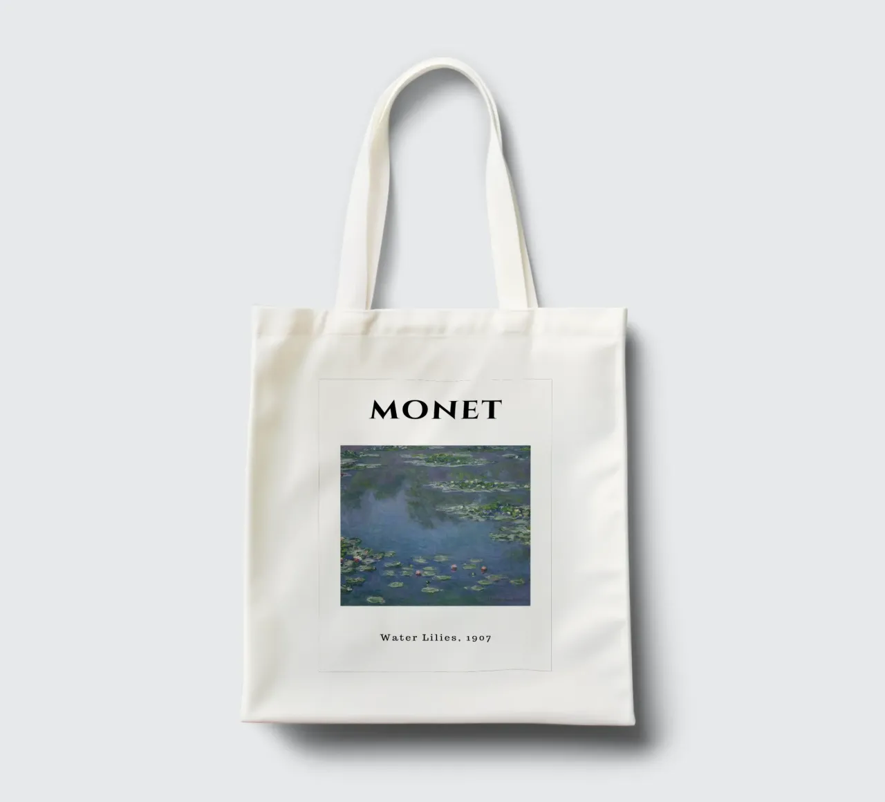 Monet's Water Lilies, 1907 - Blue Serenity Impressionist Pon tote bag by homdeco