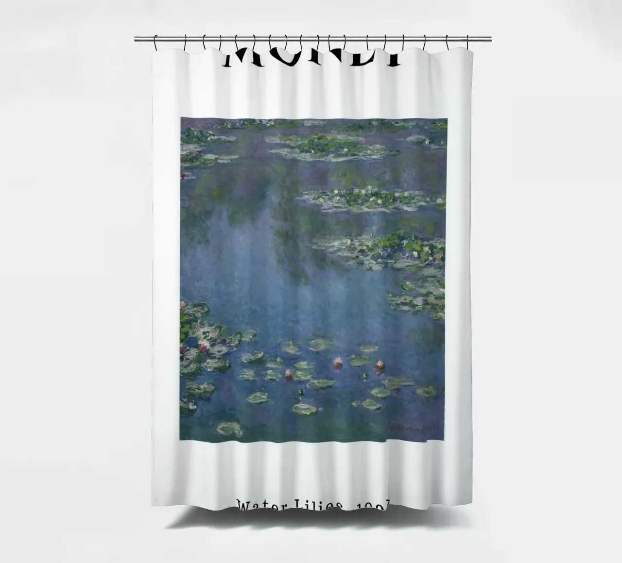 Monet's Water Lilies, 1907 - Blue Serenity Impressionist Pon shower curtain by homdeco