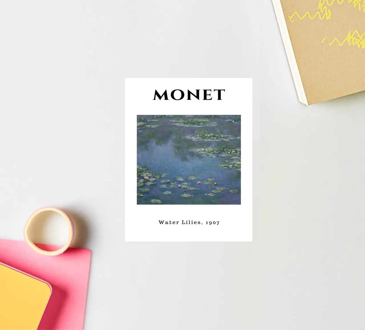 Monet's Water Lilies, 1907 - Blue Serenity Impressionist Pon sticker by homdeco