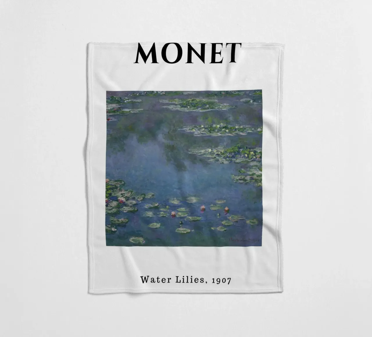 Ninfee di Monet, 1907 - Blu Serenità Impressionista Pon coperta in pile da homdeco