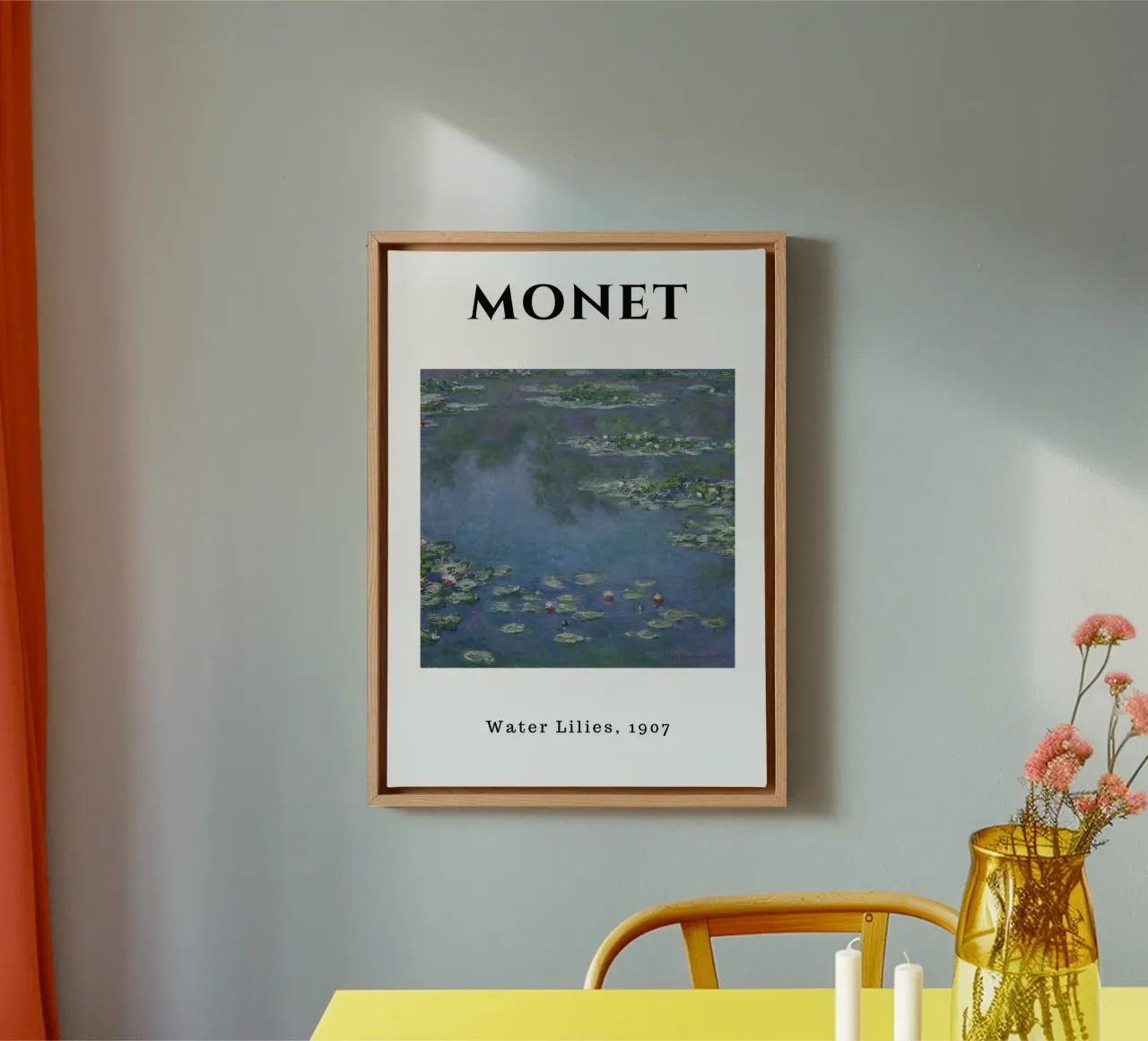 Ninfee di Monet, 1907 - Blu Serenità Impressionista Pon tela con Cornice a cassetta da homdeco