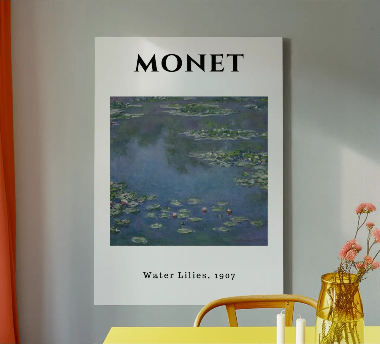 Ninfee di Monet, 1907 - Blu Serenità Impressionista Pon tela con Cornice a cassetta da homdeco