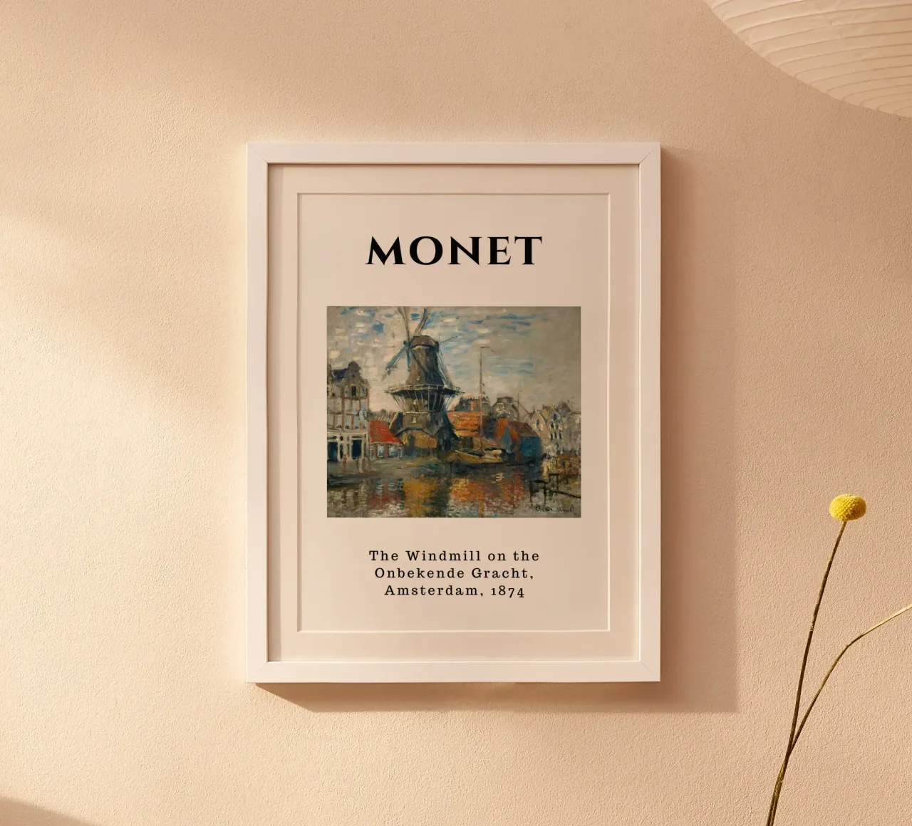 Il mulino a vento di Amsterdam di Monet, 1874 - Paesaggio urbano impressionista poster con telaio in alluminio da homdeco