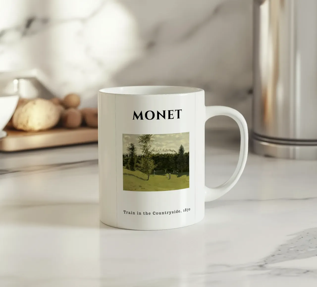 Il treno di Monet in campagna, 1870 - Lan del primo impressionismo tazza in ceramica da homdeco