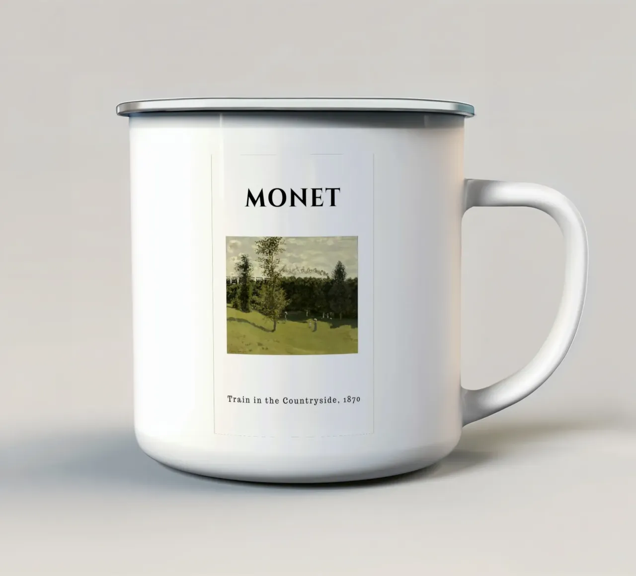 Il treno di Monet in campagna, 1870 - Lan del primo impressionismo tazza in smalto da homdeco