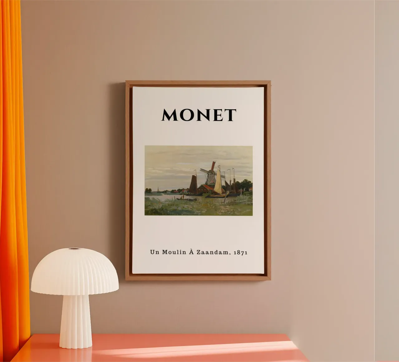 Il mulino a vento di Monet a Zaandam, 1871 - Terra degli impressionisti olandesi tela con Cornice a cassetta da homdeco