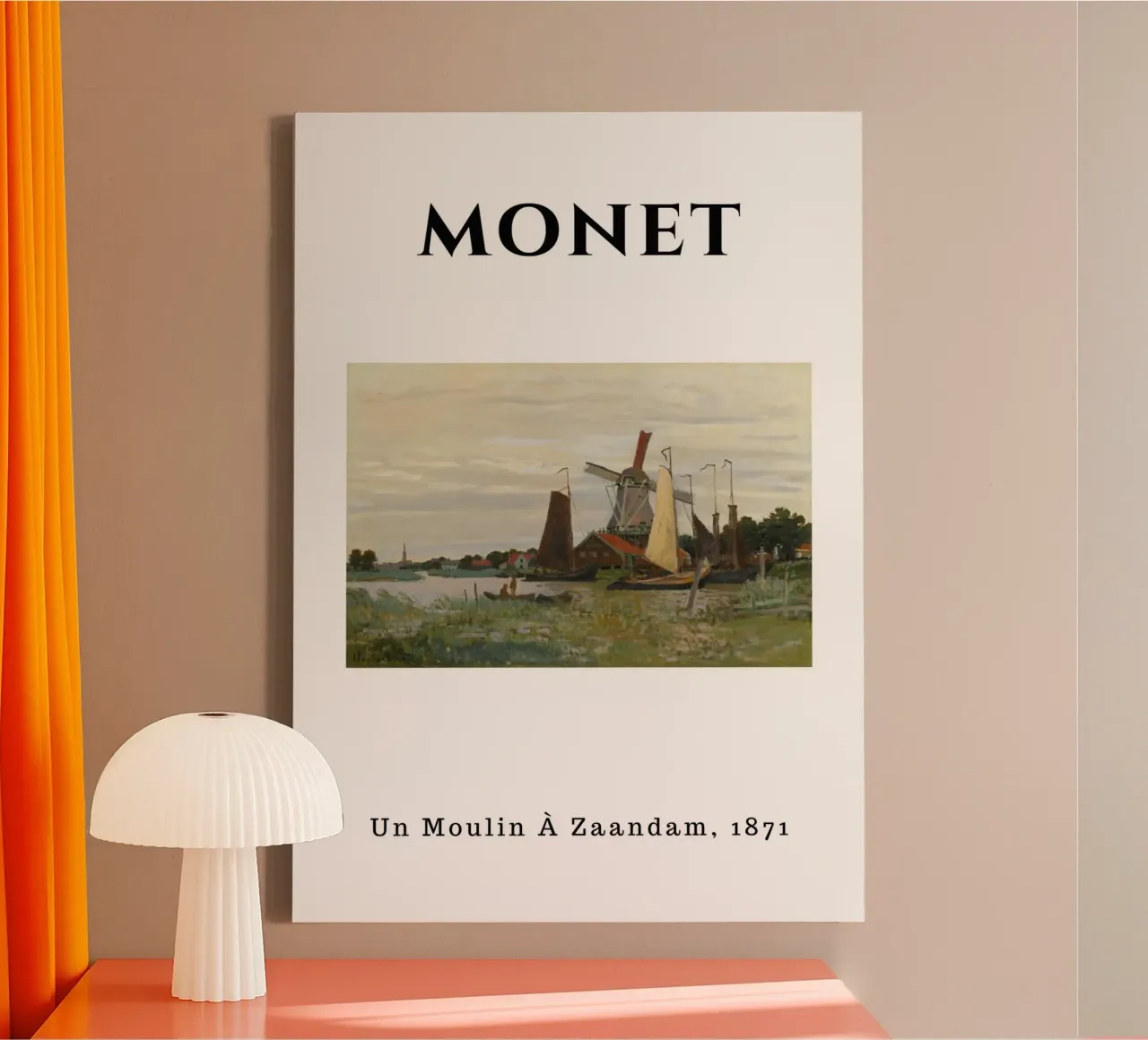 Il mulino a vento di Monet a Zaandam, 1871 - Terra degli impressionisti olandesi tela con Cornice a cassetta da homdeco