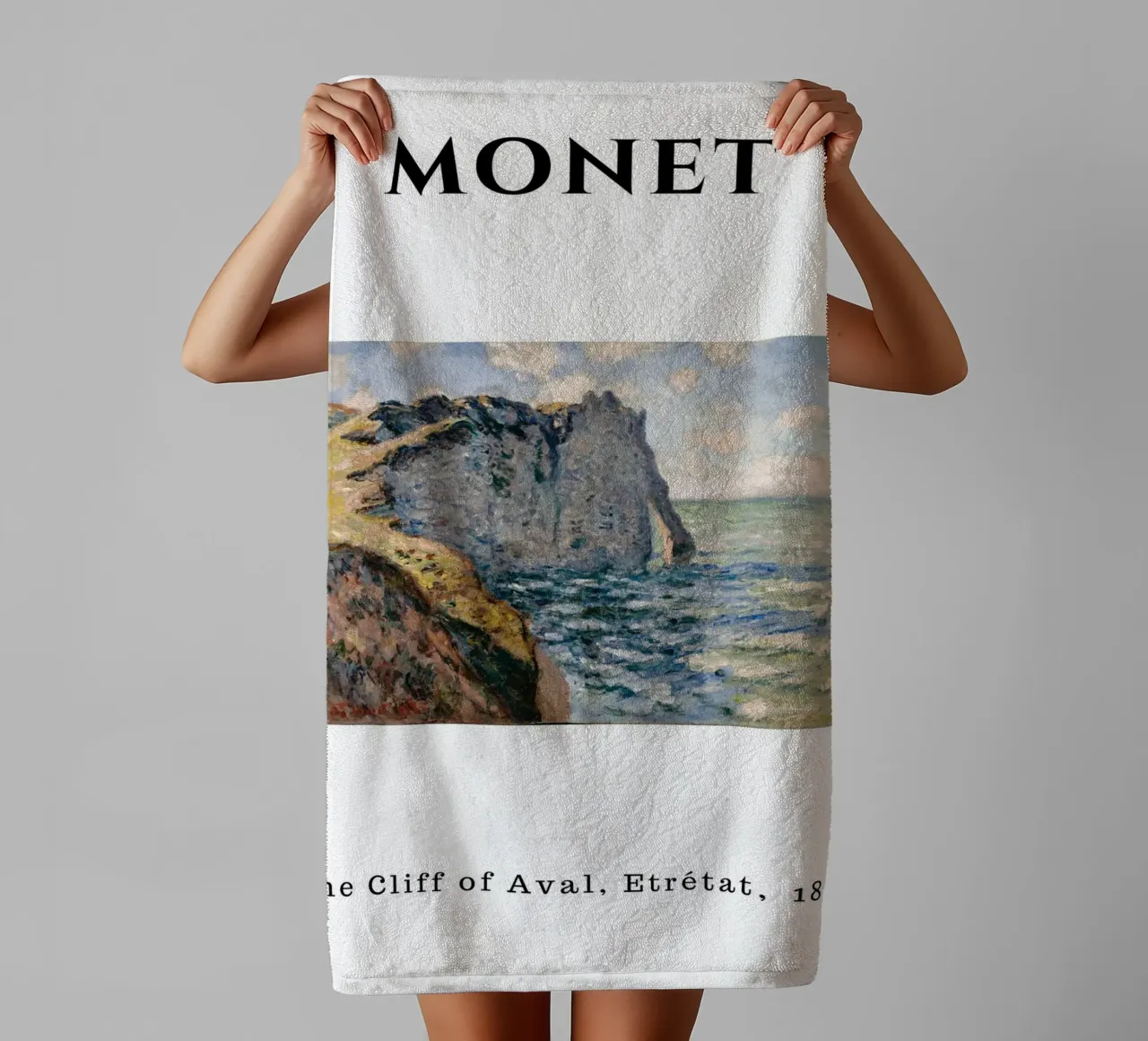 La scogliera d'Aval di Monet, Étretat, 1885 - Impressionismo costiero asciugamano da bagno da homdeco