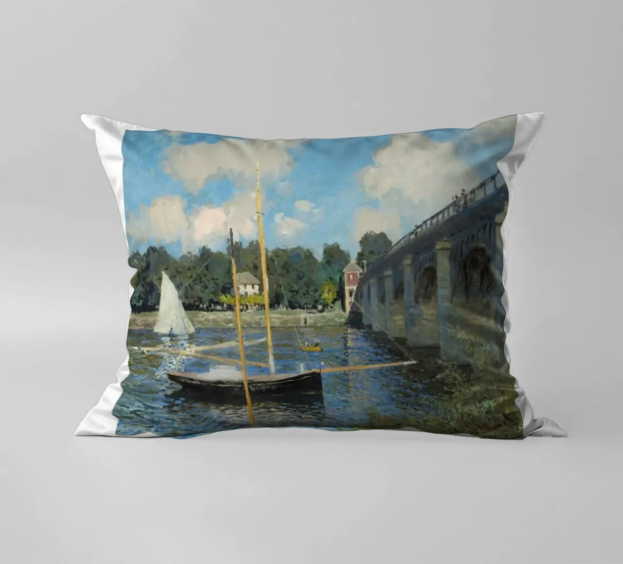 Il ponte di Argenteuil di Monet, 1874 - Sce fluviale impressionista cuscino da homdeco
