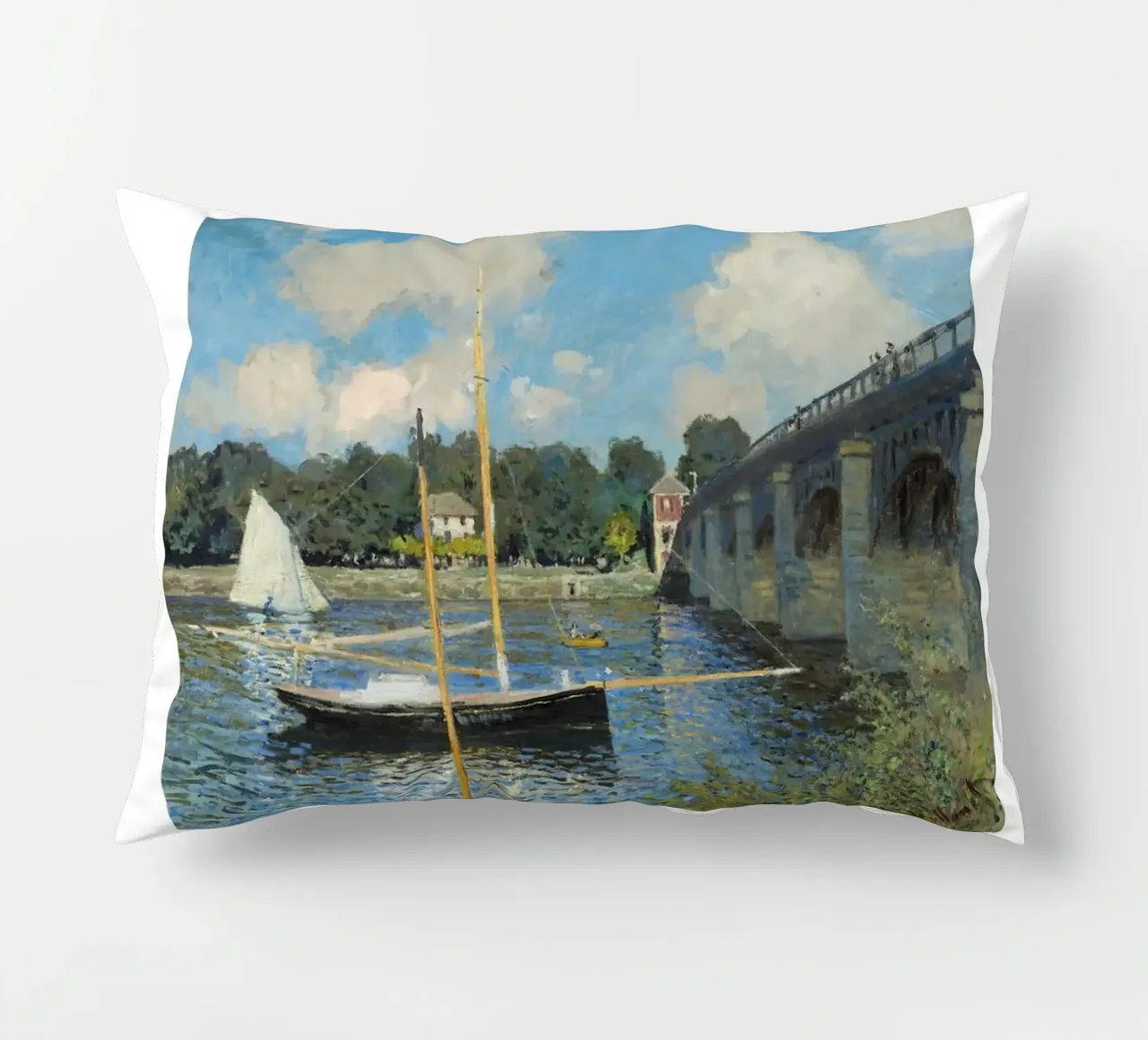 Il ponte di Argenteuil di Monet, 1874 - Sce fluviale impressionista cuscino da homdeco