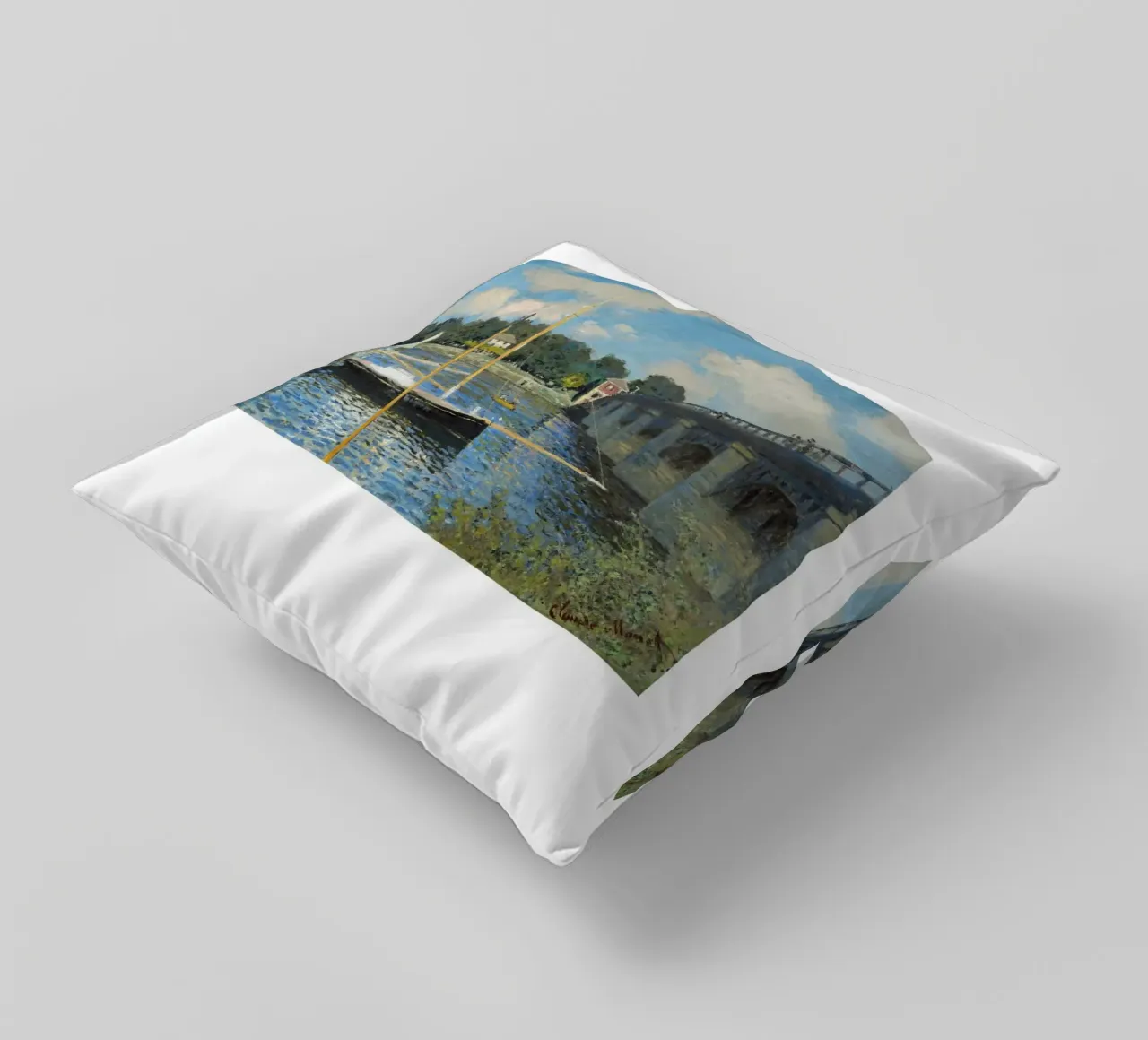 Il ponte di Argenteuil di Monet, 1874 - Sce fluviale impressionista cuscino da homdeco
