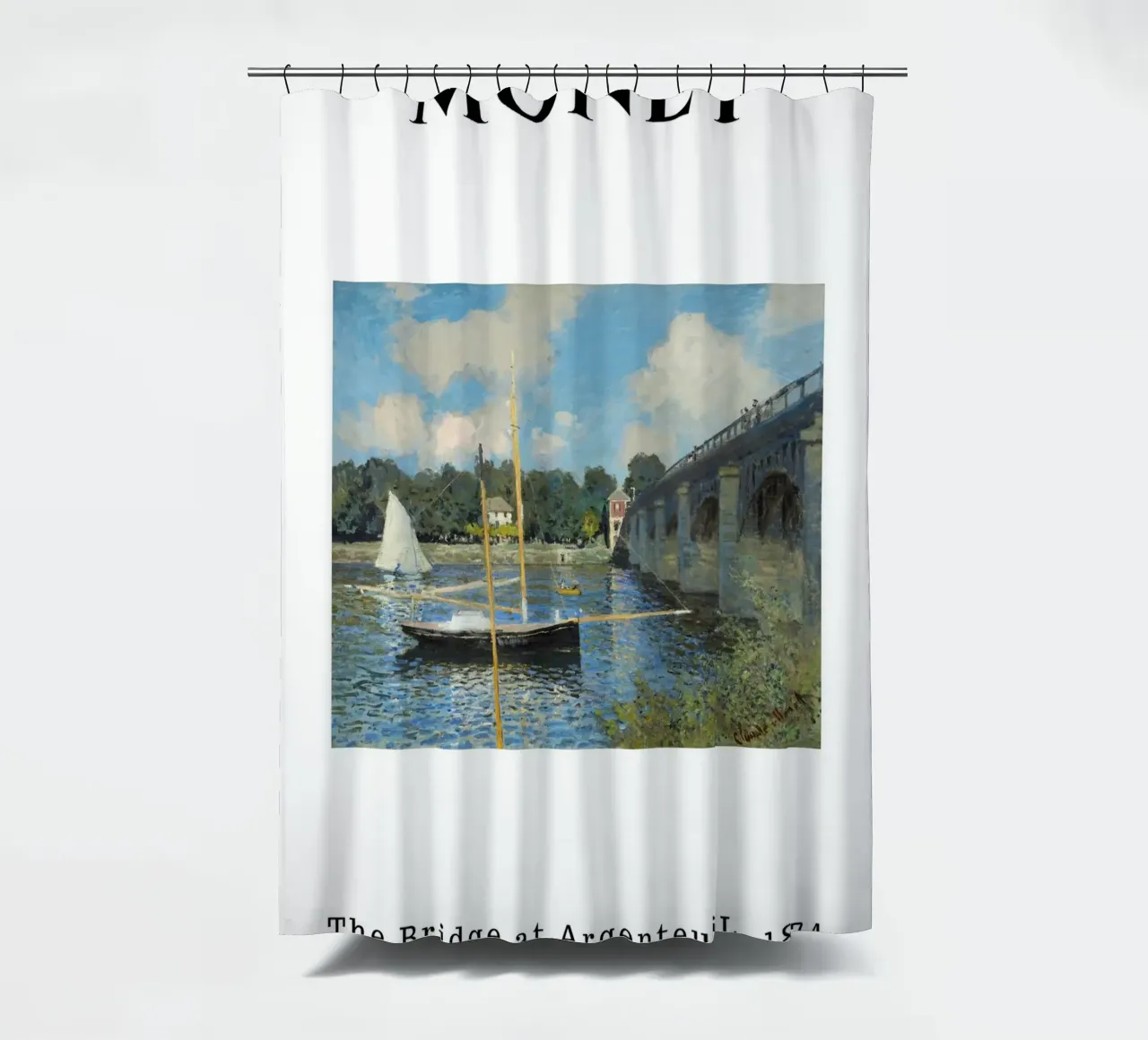 Il ponte di Argenteuil di Monet, 1874 - Sce fluviale impressionista tenda da doccia da homdeco