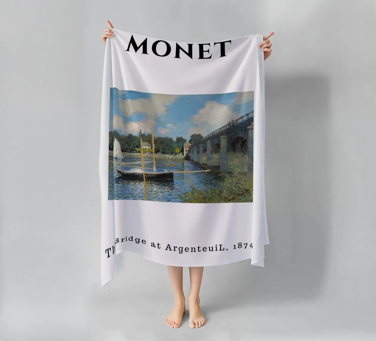 Il ponte di Argenteuil di Monet, 1874 - Sce fluviale impressionista telo mare da homdeco