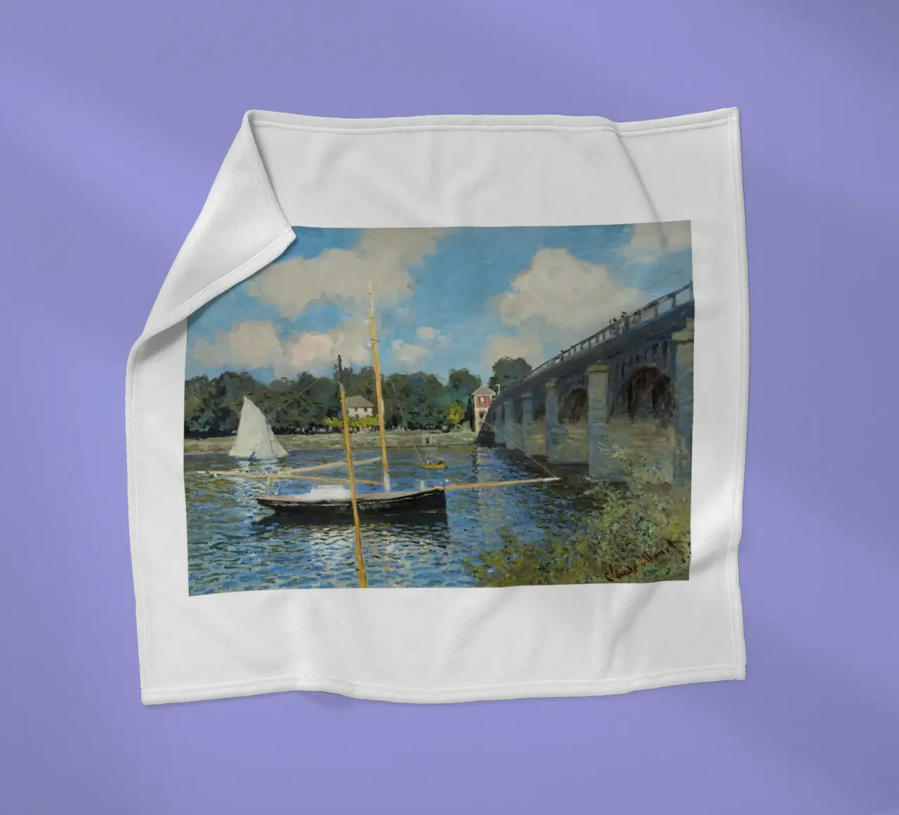 Il ponte di Argenteuil di Monet, 1874 - Sce fluviale impressionista coperta in pile da homdeco