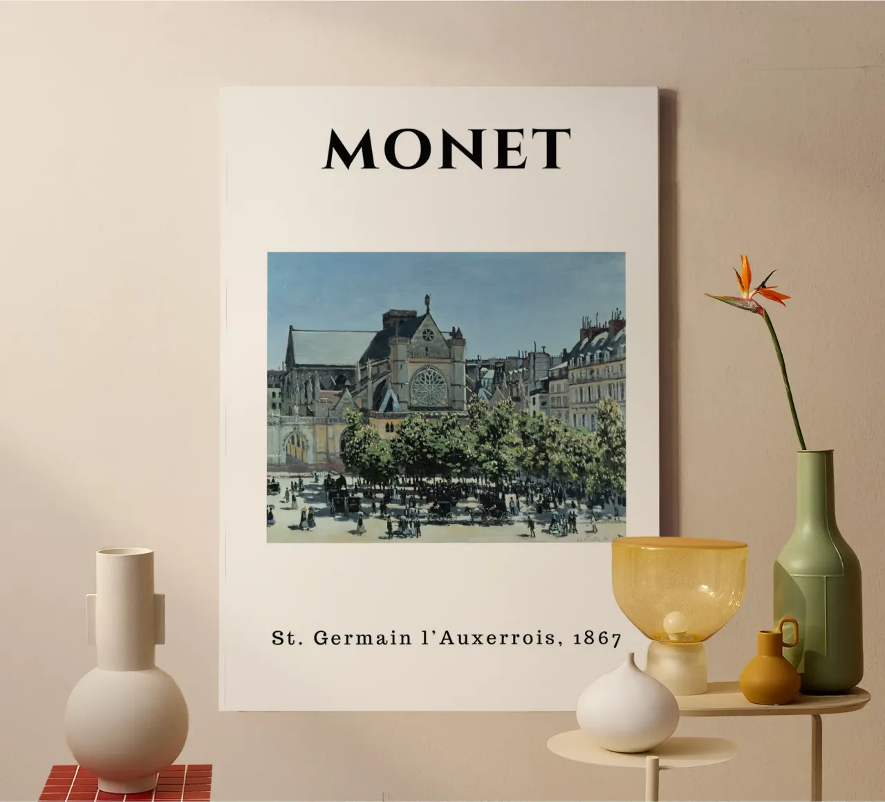 St. Germain l'Auxerrois di Monet, 1867 - Paesaggio urbano parigino tela con Cornice a cassetta da homdeco