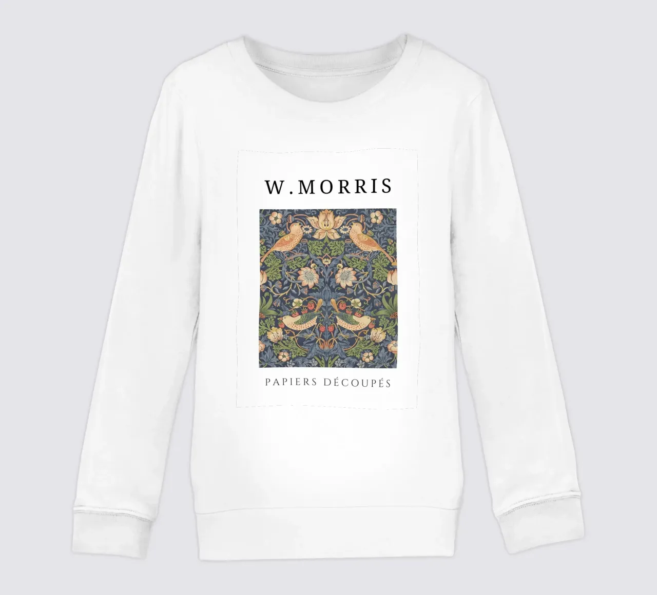 W. Morris Cut Papers: Ladro di fragole Modello di uccello floreale felpa bambino da homdeco