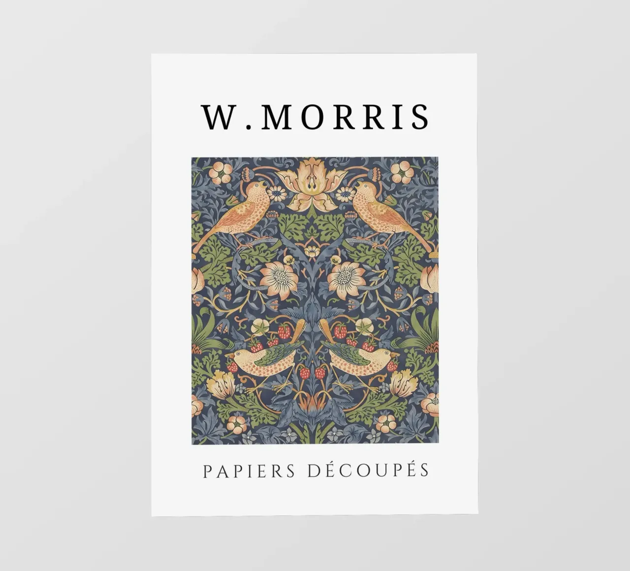 W. Morris Cut Papers: Ladro di fragole Modello di uccello floreale telo in pvc da homdeco