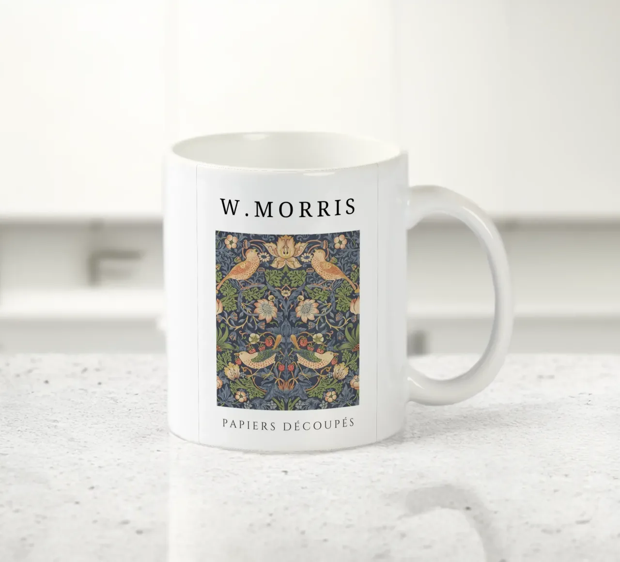 W. Morris Cut Papers: Ladro di fragole Modello di uccello floreale tazza in ceramica da homdeco