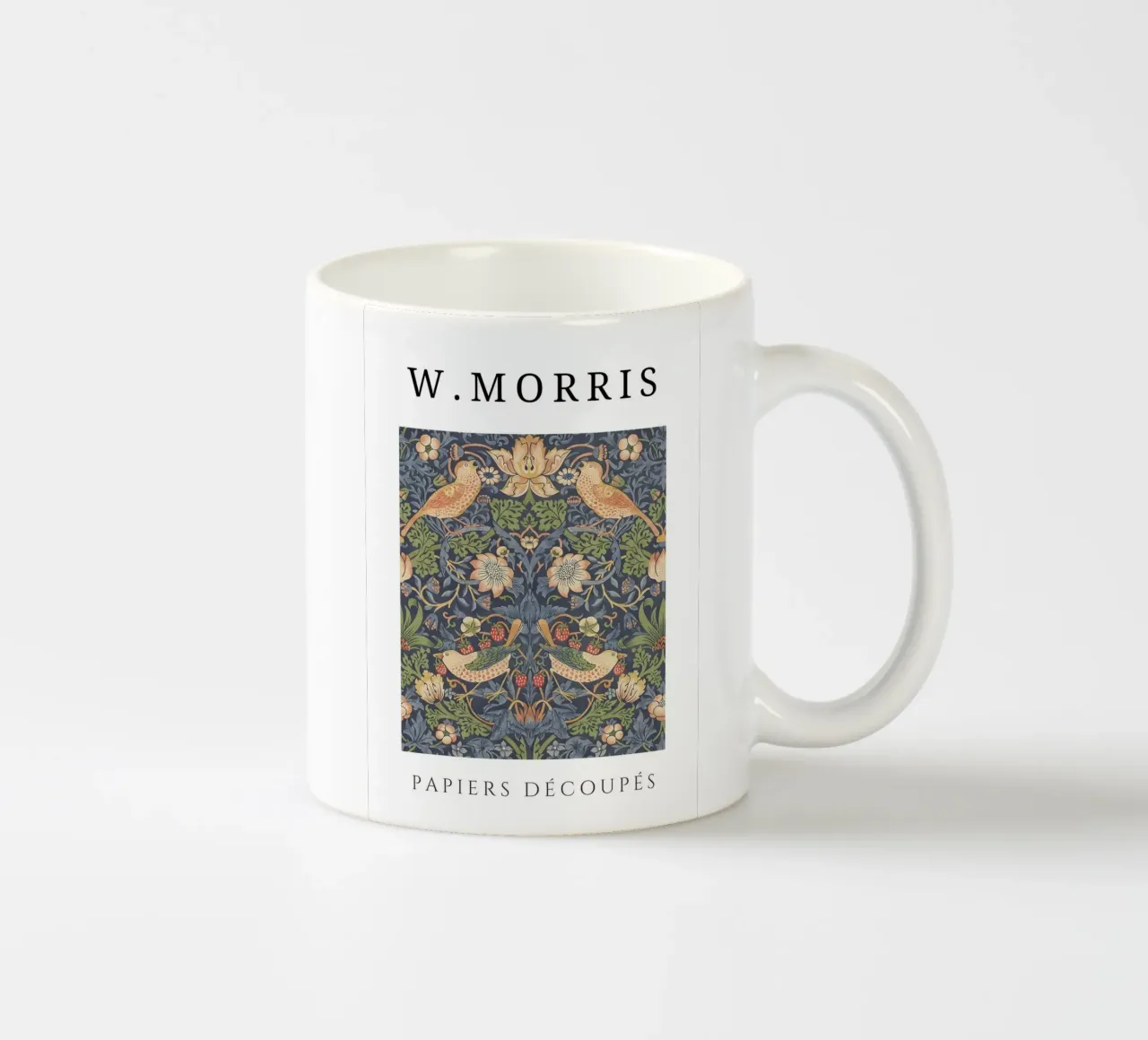 W. Morris Cut Papers: Ladro di fragole Modello di uccello floreale tazza in ceramica da homdeco