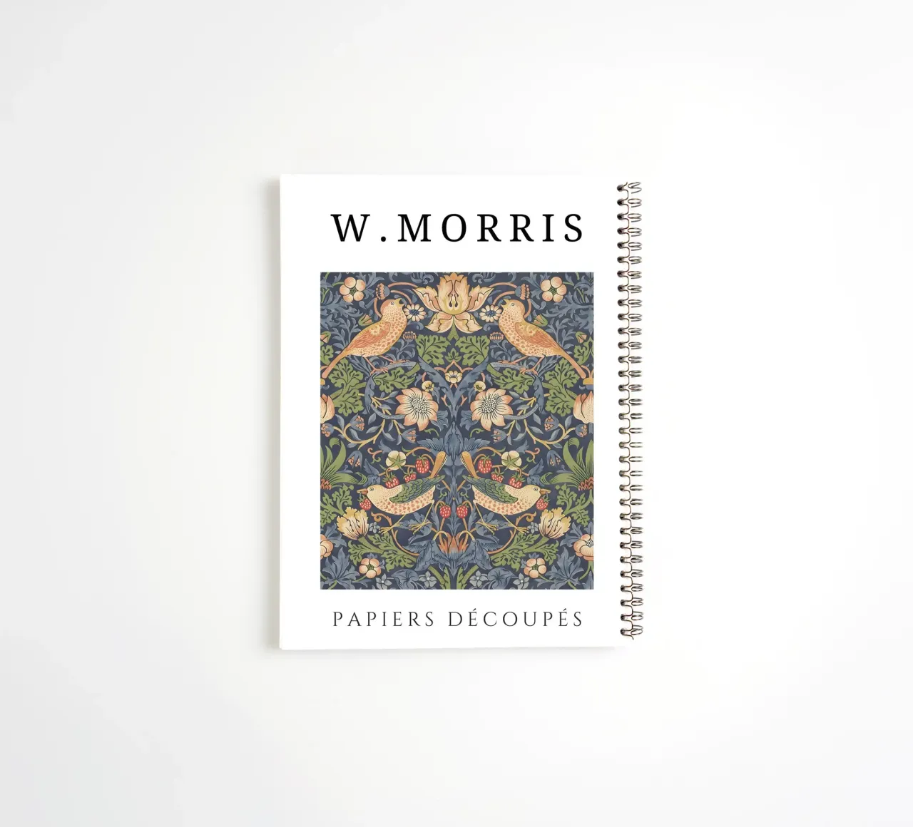 W. Morris Cut Papers: Strawberry Thief Floral Bird Pattern spiral notebook by homdeco