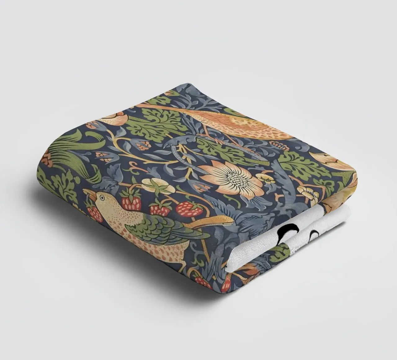 W. Morris Cut Papers: Ladro di fragole Modello di uccello floreale asciugamano da bagno da homdeco