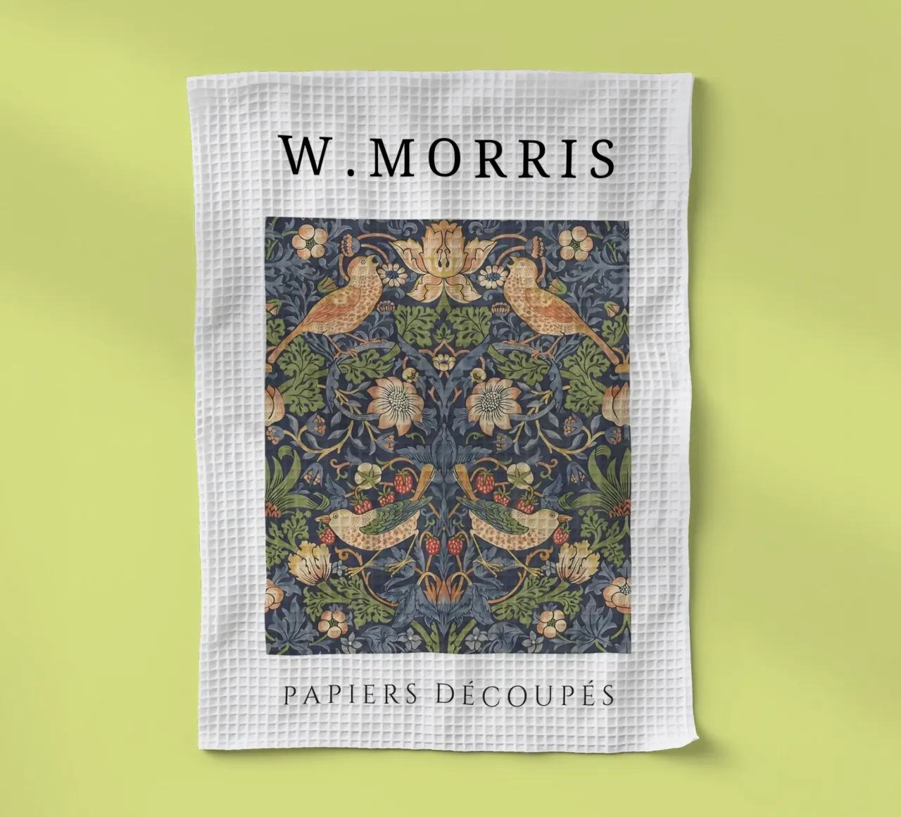 W. Morris Cut Papers: Ladro di fragole Modello di uccello floreale canovaccio da cucina da homdeco