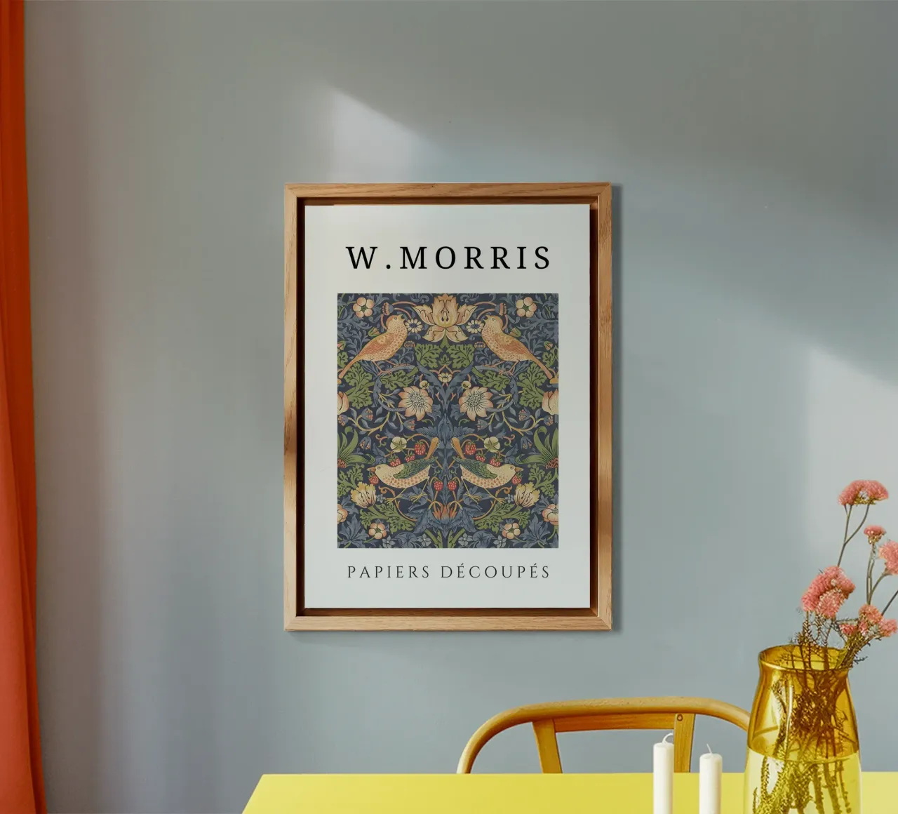 W. Morris Cut Papers: Ladro di fragole Modello di uccello floreale alluminio dibond da homdeco