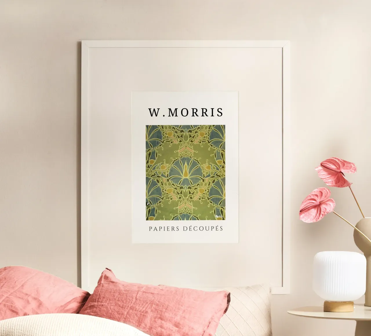 W. Morris Cut Papers: Motivo floreale verde Art Nouveau poster da homdeco