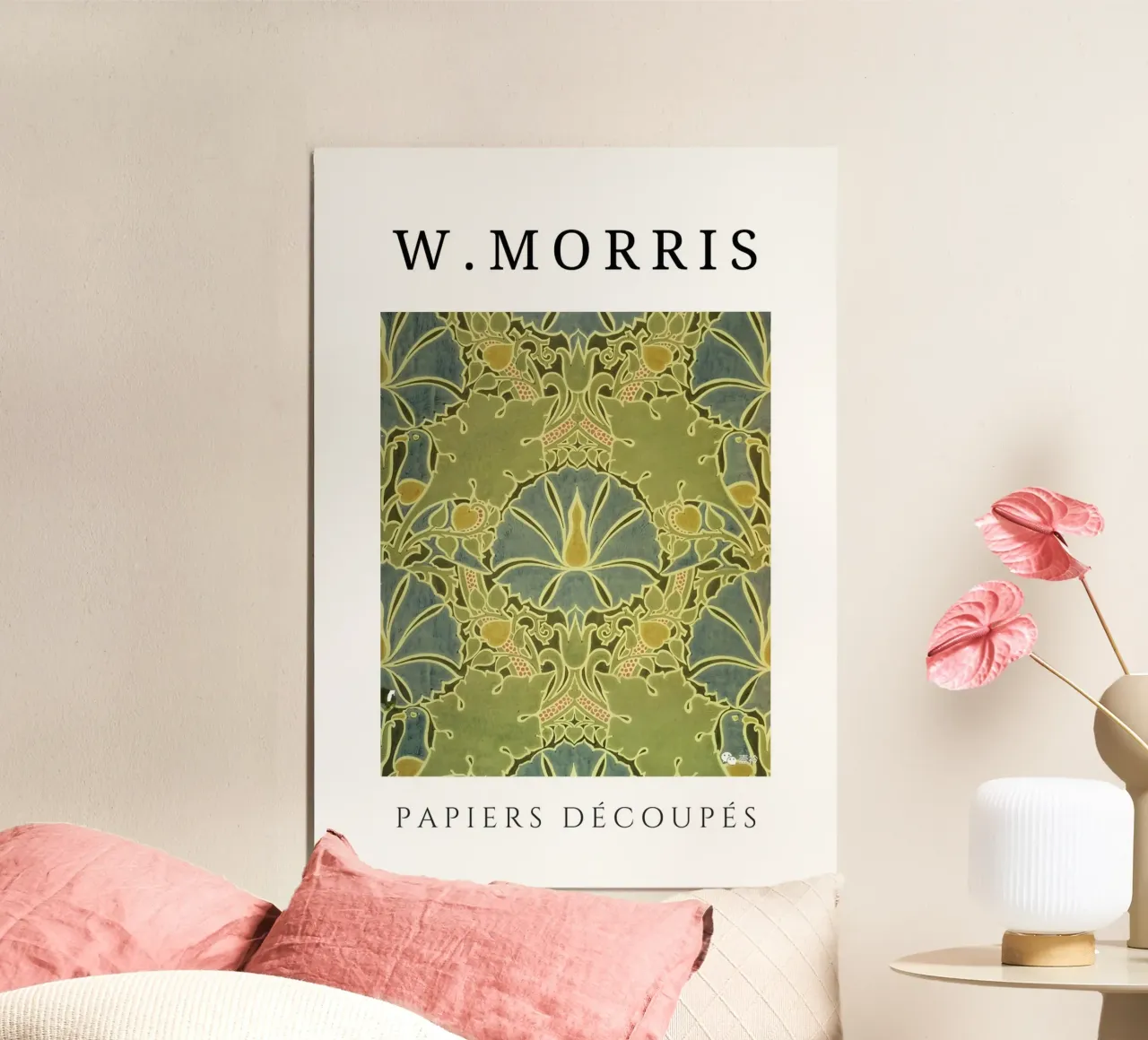 W. Morris Cut Papers: Motivo floreale verde Art Nouveau poster da homdeco