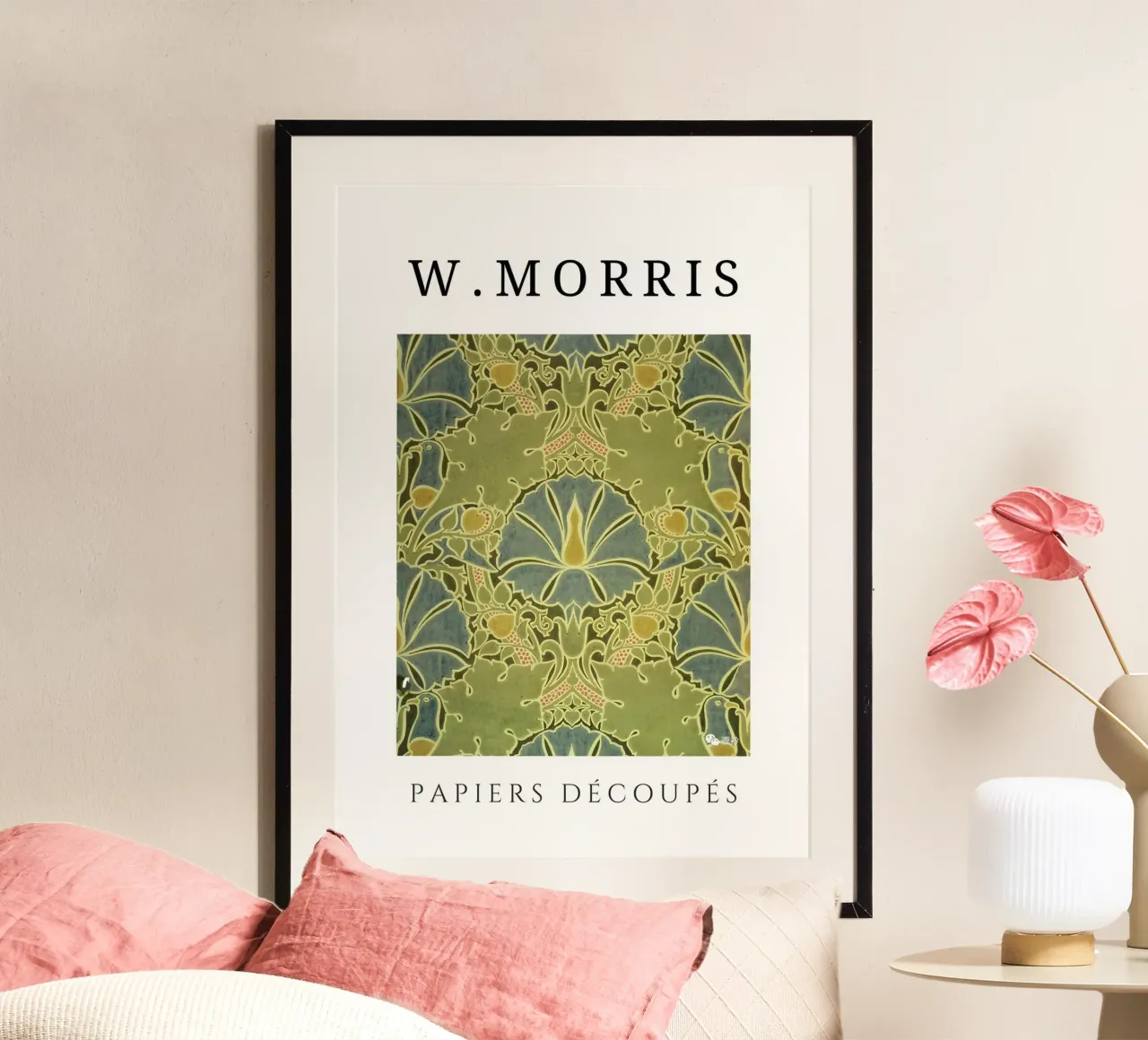 W. Morris Cut Papers: Motivo floreale verde Art Nouveau poster da homdeco