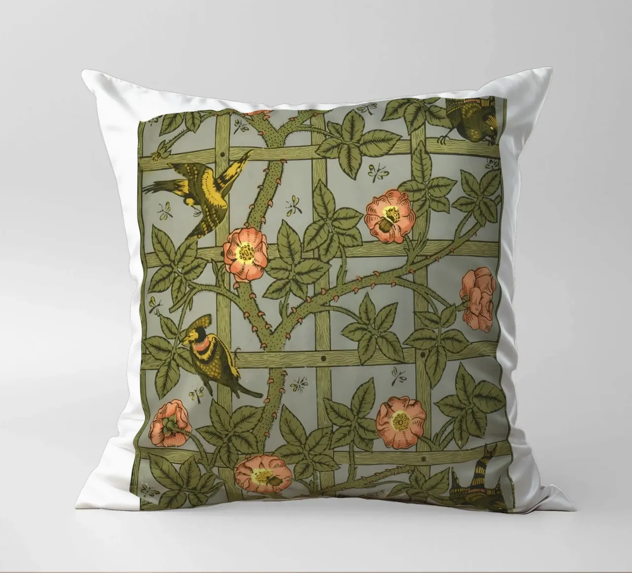 W. Morris Cut Papers: Traliccio e uccelli Art Nouveau Design cuscino da homdeco