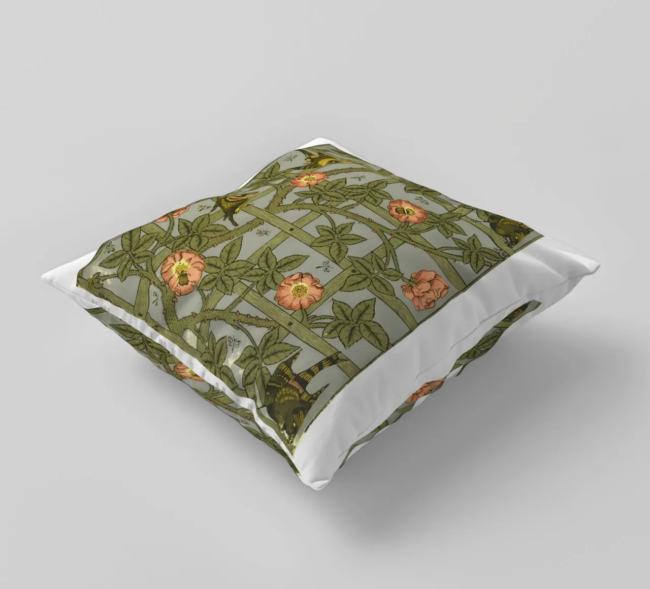 W. Morris Cut Papers: Traliccio e uccelli Art Nouveau Design cuscino da homdeco
