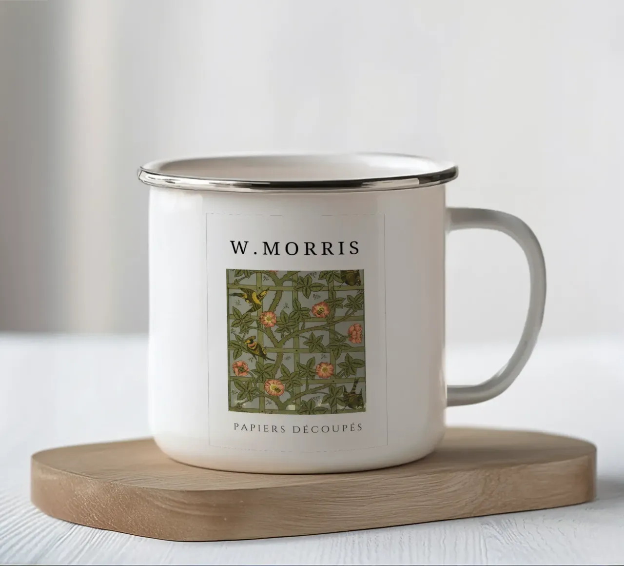 W. Morris Cut Papers: Traliccio e uccelli Art Nouveau Design tazza in smalto da homdeco