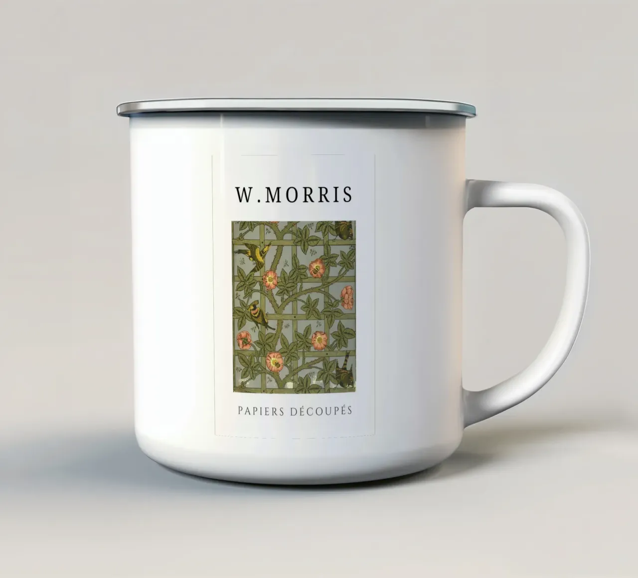W. Morris Cut Papers: Traliccio e uccelli Art Nouveau Design tazza in smalto da homdeco