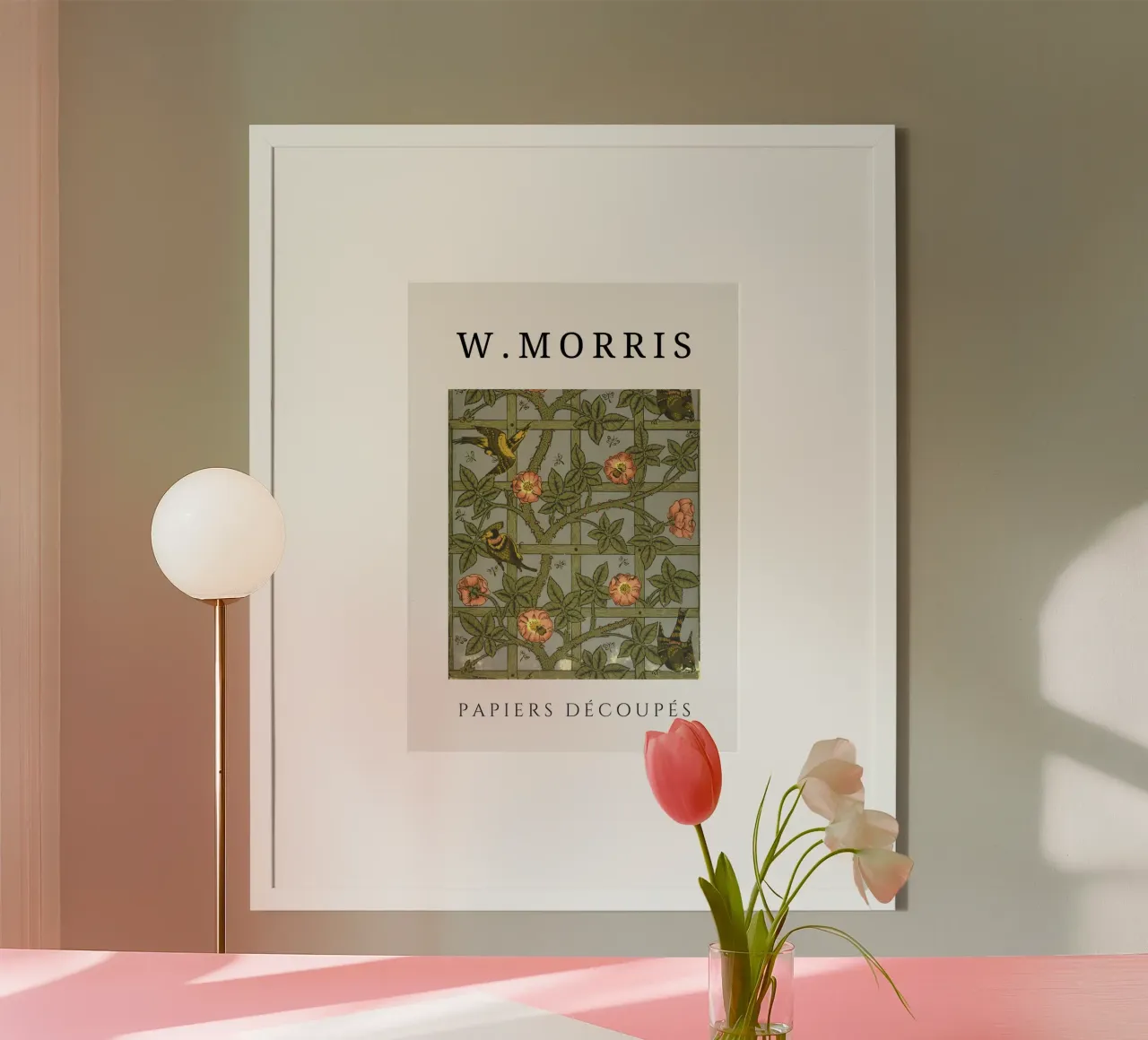 W. Morris Cut Papers: Traliccio e uccelli Art Nouveau Design poster con telaio in alluminio da homdeco