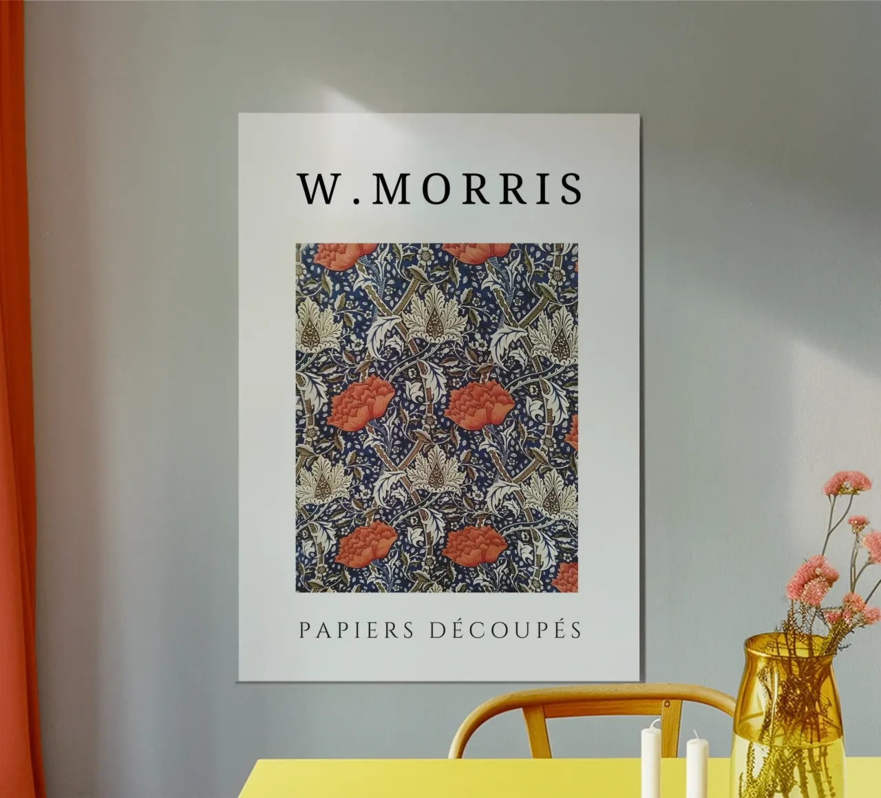 W. Morris Cut Papers: Motivo floreale arancione melograno poster da homdeco