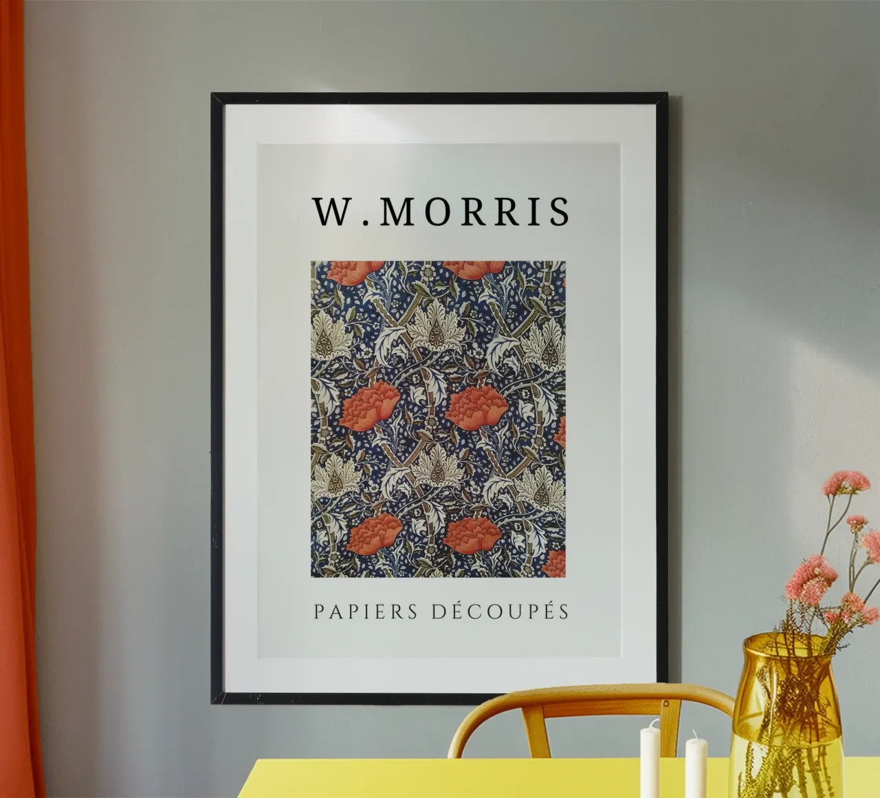 W. Morris Cut Papers: Motivo floreale arancione melograno poster da homdeco