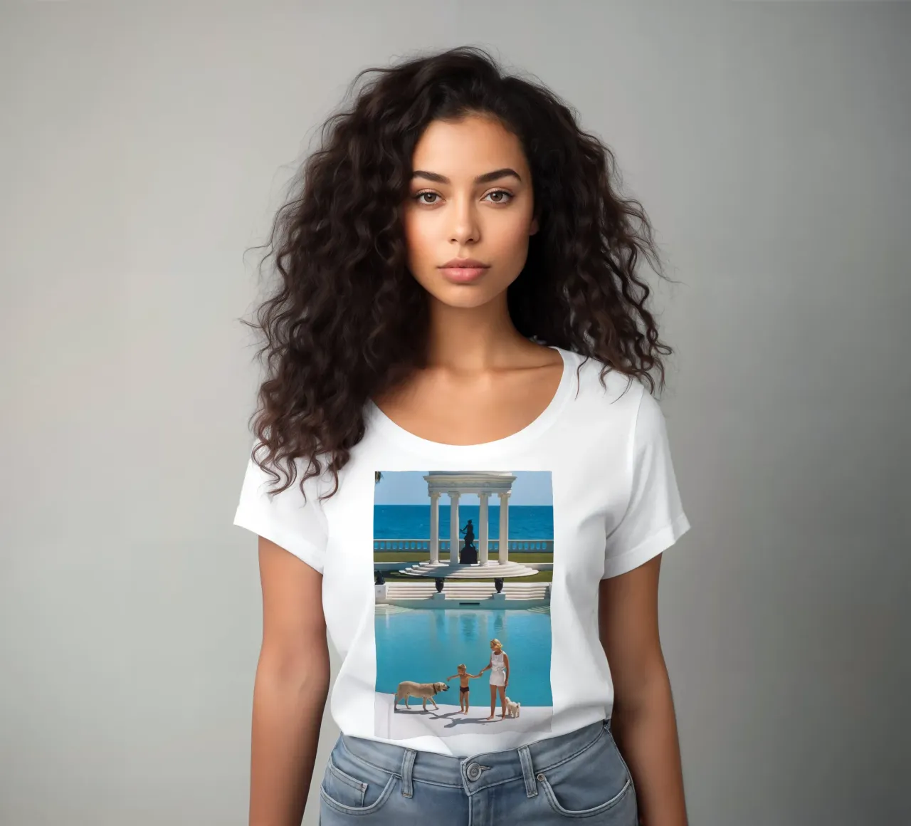 Standing on the edge of the pool - Slim Aarons women's fitted t-shirt by COMEBACKSHOP
