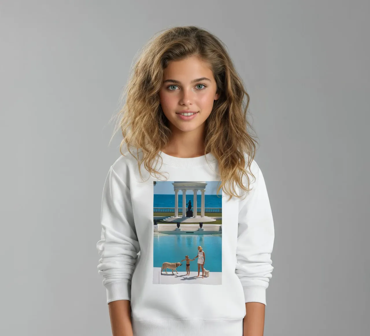 Standing on the edge of the pool - Slim Aarons kids sweatshirt by COMEBACKSHOP