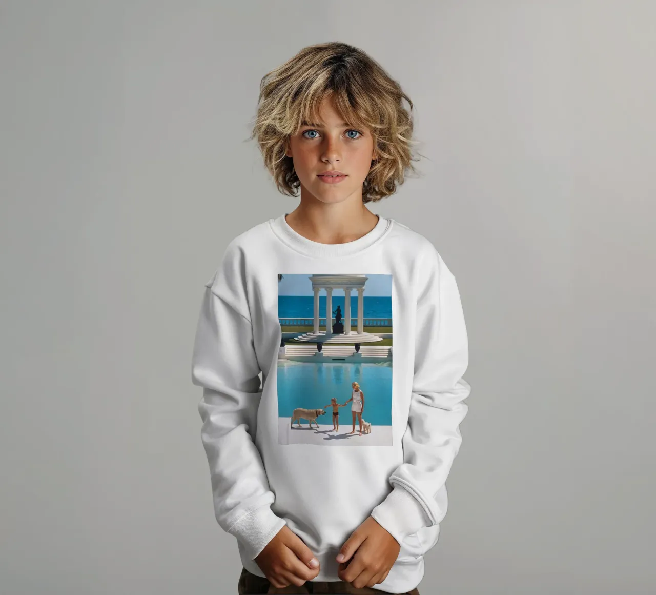 Standing on the edge of the pool - Slim Aarons kids sweatshirt by COMEBACKSHOP