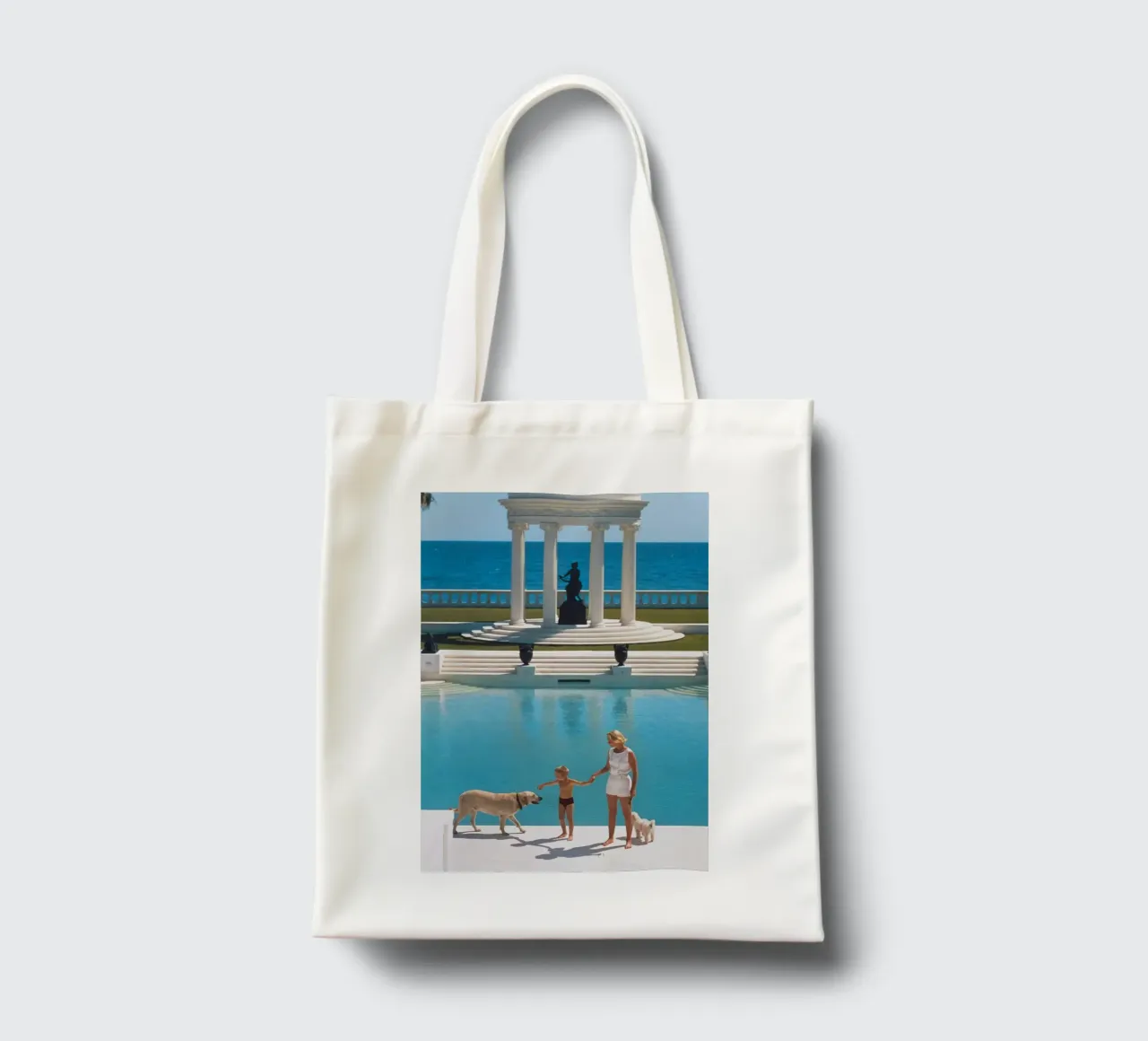 Standing on the edge of the pool - Slim Aarons tote bag by COMEBACKSHOP